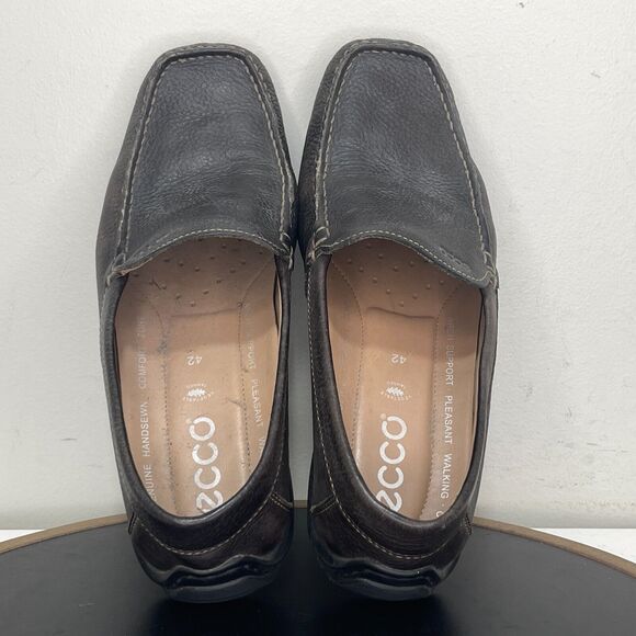 Ecco Fusion Loafers Men 8-8.5 Slip On Grained Leather Dark Brown Business Casual main image 4